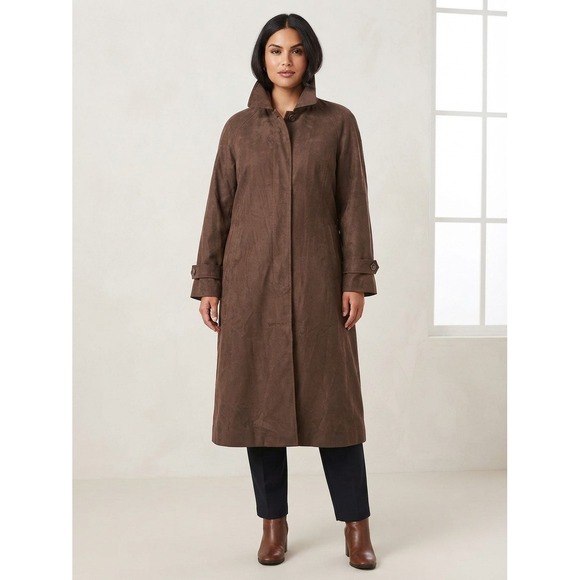 Jacqueline Ferrar Jackets & Blazers - Jacqueline Ferrar Women 18W Brown Trench Coat Long Winter Liner Y2K DarkAcademia